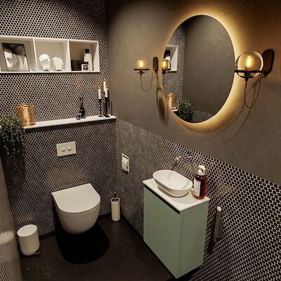 MONDIAZ FOWY toiletmeubel 40cm kleur army. Waskom positie midden kleur talc | talc. Zonder kraangat
