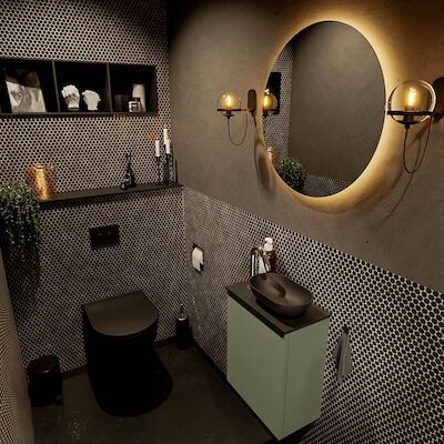 MONDIAZ FOWY toiletmeubel 40cm kleur army. Waskom positie rechts kleur urban | urban. Met 1 kraangat