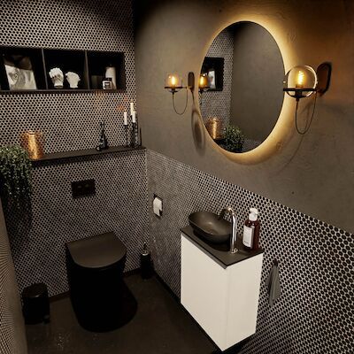 MONDIAZ FOWY toiletmeubel 40cm kleur talc. Waskom positie links kleur urban | urban. Met 1 kraangat