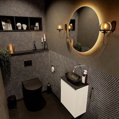 MONDIAZ FOWY toiletmeubel 40cm kleur talc. Waskom positie midden kleur urban | urban. Zonder kraangat