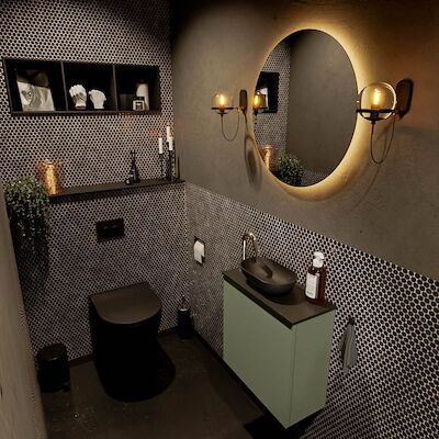 MONDIAZ FOWY toiletmeubel 50cm kleur army. Waskom positie links kleur urban | urban. Met 1 kraangat