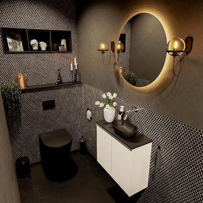 MONDIAZ FOWY toiletmeubel 60cm kleur talc. Waskom positie rechts kleur urban | urban. Zonder kraangat