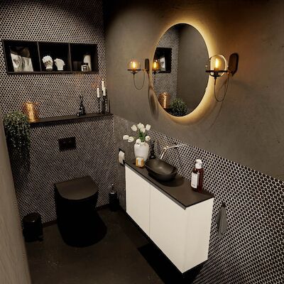 MONDIAZ FOWY toiletmeubel 80cm kleur talc. Waskom positie midden kleur urban | urban. Zonder kraangat