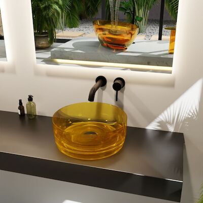 MONDIAZ JEWEL Waskom transparant 40cm kleur gold