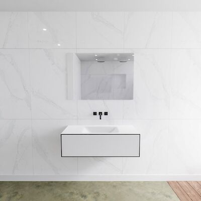 MONDIAZ LAGOM 100 badmeubel solid surface urban 1 lade CLOUD midden 0 kraangaten