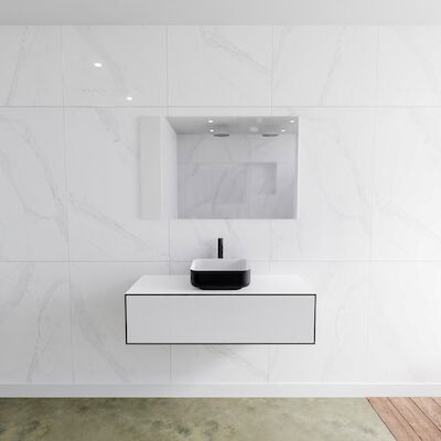 MONDIAZ LAGOM 110 badmeubel solid surface urban 1 lades BINX midden 1 kraangat