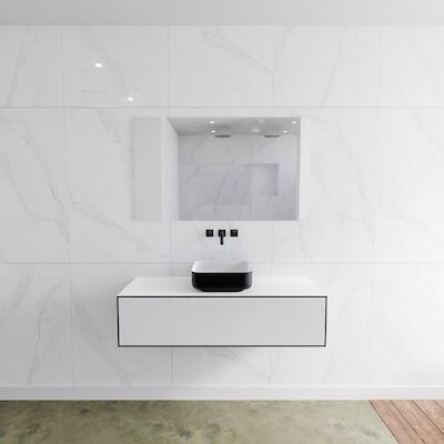 MONDIAZ LAGOM 120 badmeubel solid surface urban 1 lade BINX midden 0 kraangaten