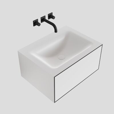 MONDIAZ LAGOM 60 badmeubel solid surface talc 1 lade CLOUD midden 0 kraangaten
