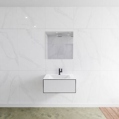 MONDIAZ LAGOM 70 badmeubel solid surface urban 1 lade CLOUD midden 1 kraangat