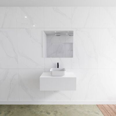 MONDIAZ LAGOM 80 badmeubel solid surface talc 1 lades BINX midden 1 kraangat