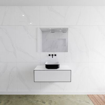 MONDIAZ LAGOM 90 badmeubel solid surface urban 1 lades BINX midden 0 kraangaten