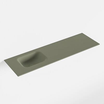MONDIAZ LEX Army solid surface inleg wastafel voor toiletmeubel 100cm. Positie wasbak links
