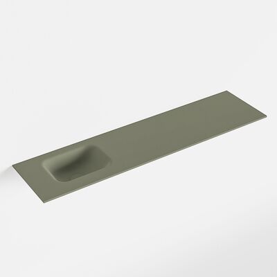 MONDIAZ LEX Army solid surface inleg wastafel voor toiletmeubel 120cm. Positie wasbak links