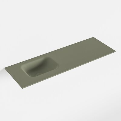 MONDIAZ LEX Army solid surface inleg wastafel voor toiletmeubel 90cm. Positie wasbak links