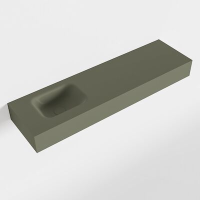 MONDIAZ LEX Army vrijhangende solid surface wastafel 110cm. Positie wasbak links