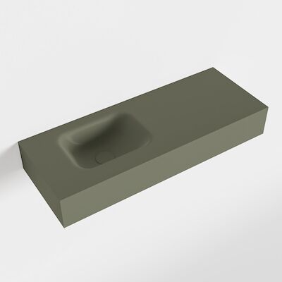 MONDIAZ LEX Army vrijhangende solid surface wastafel 80cm. Positie wasbak links