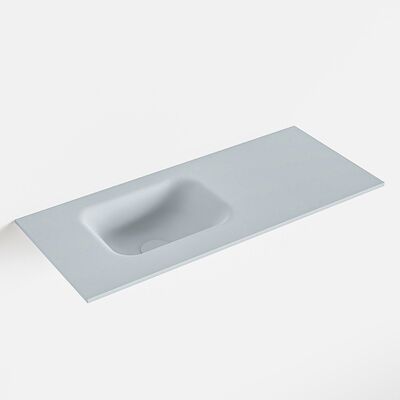MONDIAZ LEX Clay solid surface inleg wastafel voor toiletmeubel 70cm. Positie wasbak links