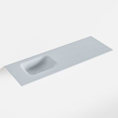 MONDIAZ LEX Clay solid surface inleg wastafel voor toiletmeubel 90cm. Positie wasbak links