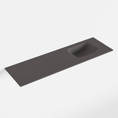 MONDIAZ LEX Dark_grey solid surface inleg wastafel voor toiletmeubel 100cm. Positie wasbak rechts