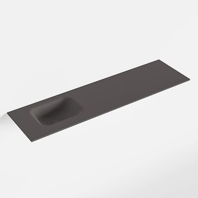 MONDIAZ LEX Dark_grey solid surface inleg wastafel voor toiletmeubel 110cm. Positie wasbak links