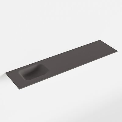 MONDIAZ LEX Dark_grey solid surface inleg wastafel voor toiletmeubel 120cm. Positie wasbak links