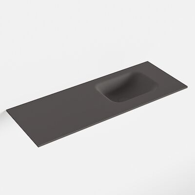 MONDIAZ LEX Dark_grey solid surface inleg wastafel voor toiletmeubel 80cm. Positie wasbak rechts