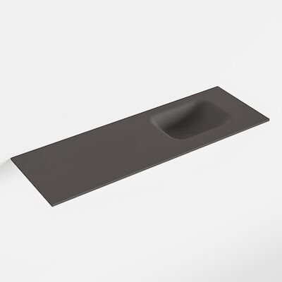 MONDIAZ LEX Dark_grey solid surface inleg wastafel voor toiletmeubel 90cm. Positie wasbak rechts
