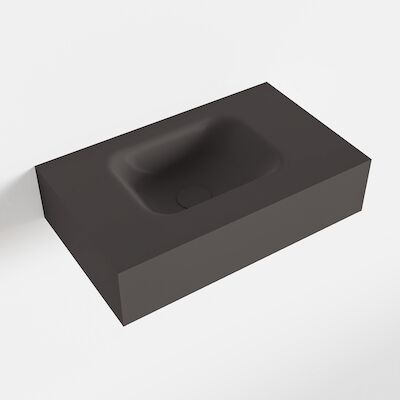 MONDIAZ LEX Dark_grey vrijhangende solid surface wastafel 50cm. Positie wasbak links