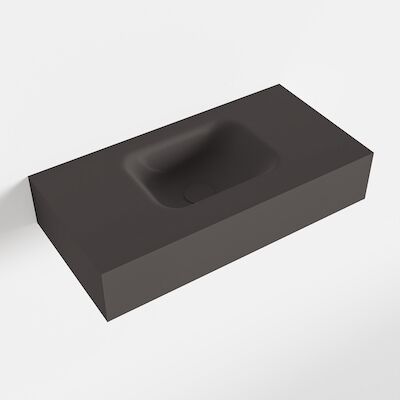 MONDIAZ LEX Dark_grey vrijhangende solid surface wastafel 60cm. Positie wasbak midden