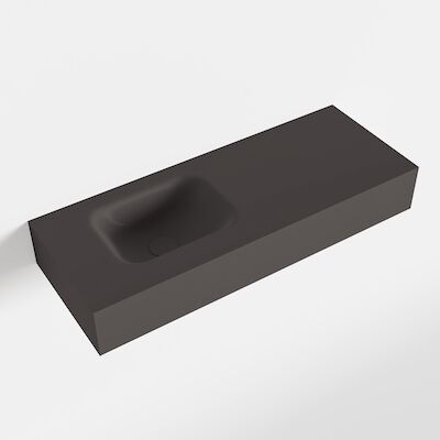 MONDIAZ LEX Dark_grey vrijhangende solid surface wastafel 80cm. Positie wasbak links