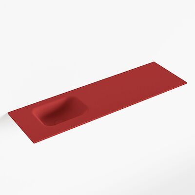 MONDIAZ LEX Fire solid surface inleg wastafel voor toiletmeubel 100cm. Positie wasbak links