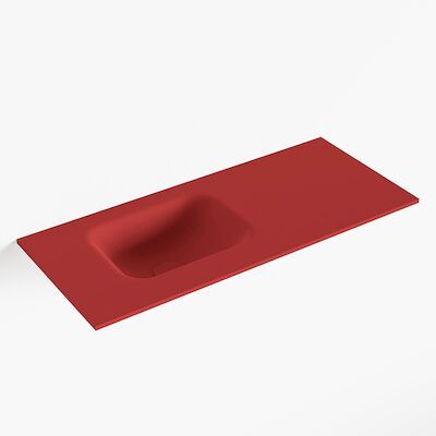 MONDIAZ LEX Fire solid surface inleg wastafel voor toiletmeubel 70cm. Positie wasbak links