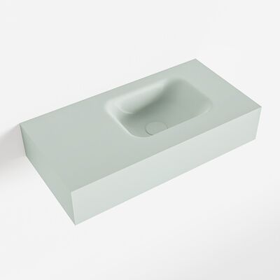 MONDIAZ LEX Greey vrijhangende solid surface wastafel 60cm. Positie wasbak rechts