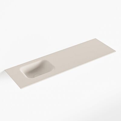 MONDIAZ LEX Linen solid surface inleg wastafel voor toiletmeubel 100cm. Positie wasbak links