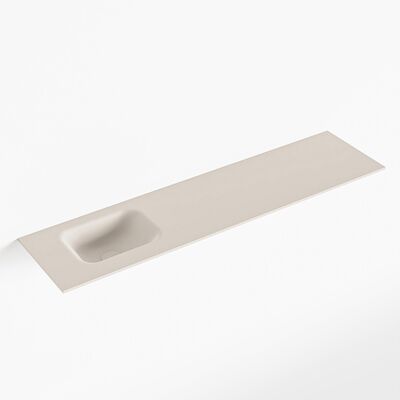 MONDIAZ LEX Linen solid surface inleg wastafel voor toiletmeubel 120cm. Positie wasbak links