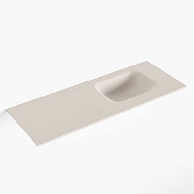 MONDIAZ LEX Linen solid surface inleg wastafel voor toiletmeubel 80cm. Positie wasbak rechts