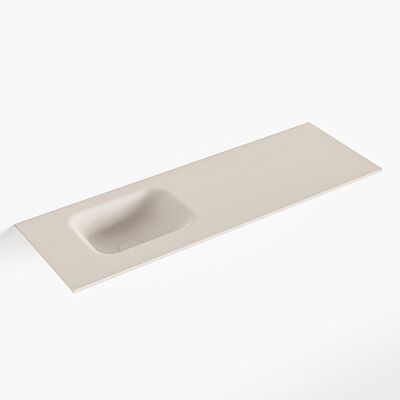MONDIAZ LEX Linen solid surface inleg wastafel voor toiletmeubel 90cm. Positie wasbak links