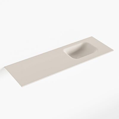 MONDIAZ LEX Linen solid surface inleg wastafel voor toiletmeubel 90cm. Positie wasbak rechts