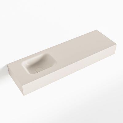 MONDIAZ LEX Linen vrijhangende solid surface wastafel 100cm. Positie wasbak links