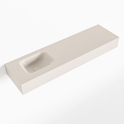 MONDIAZ LEX Linen vrijhangende solid surface wastafel 110cm. Positie wasbak links