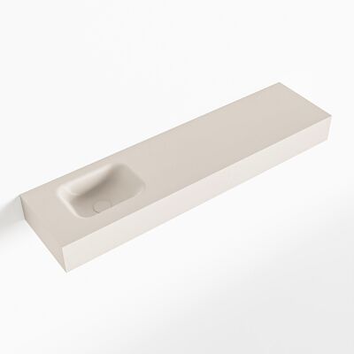 MONDIAZ LEX Linen vrijhangende solid surface wastafel 120cm. Positie wasbak links