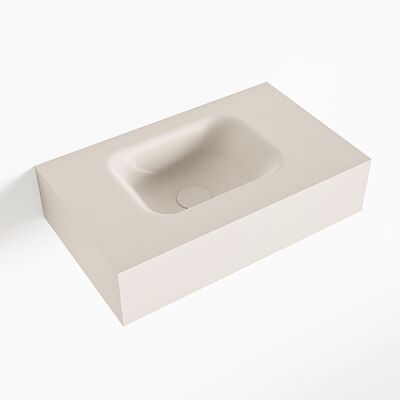 MONDIAZ LEX Linen vrijhangende solid surface wastafel 50cm. Positie wasbak links
