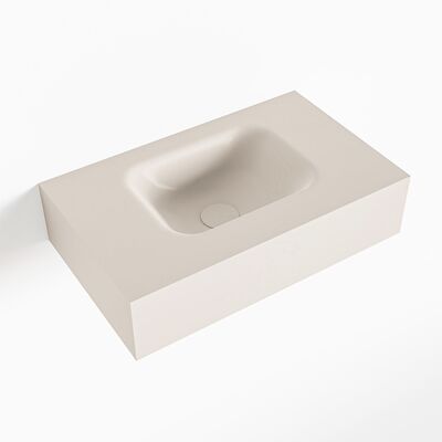 MONDIAZ LEX Linen vrijhangende solid surface wastafel 50cm. Positie wasbak midden