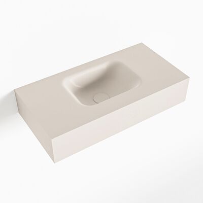 MONDIAZ LEX Linen vrijhangende solid surface wastafel 60cm. Positie wasbak midden
