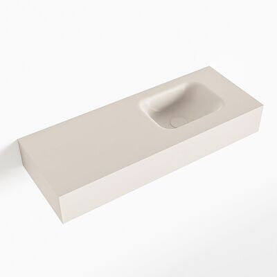 MONDIAZ LEX Linen vrijhangende solid surface wastafel 80cm. Positie wasbak rechts