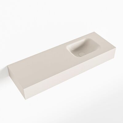 MONDIAZ LEX Linen vrijhangende solid surface wastafel 90cm. Positie wasbak rechts