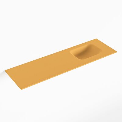 MONDIAZ LEX Ocher solid surface inleg wastafel voor toiletmeubel 100cm. Positie wasbak rechts