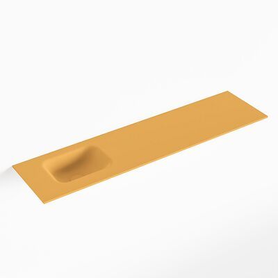 MONDIAZ LEX Ocher solid surface inleg wastafel voor toiletmeubel 120cm. Positie wasbak links