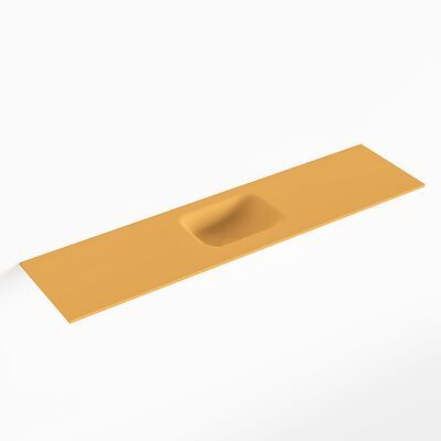 MONDIAZ LEX Ocher solid surface inleg wastafel voor toiletmeubel 120cm. Positie wasbak midden