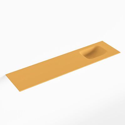 MONDIAZ LEX Ocher solid surface inleg wastafel voor toiletmeubel 120cm. Positie wasbak rechts
